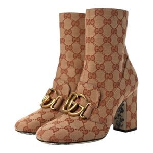 Gucci GG Monogram Victoire 95mm‎ Ankle Boots Beige Ruggine Rust Size EU 39